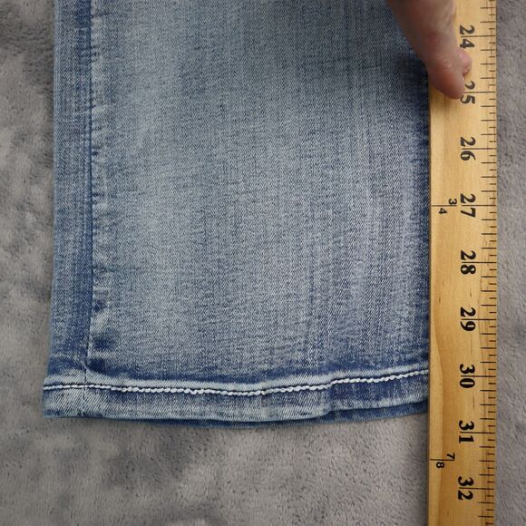 Rebel Soul Pants Womens 8 Blue Mid Rise 5 Pocket Design Boot Cut Faded Jeans - Picture 7 of 16
